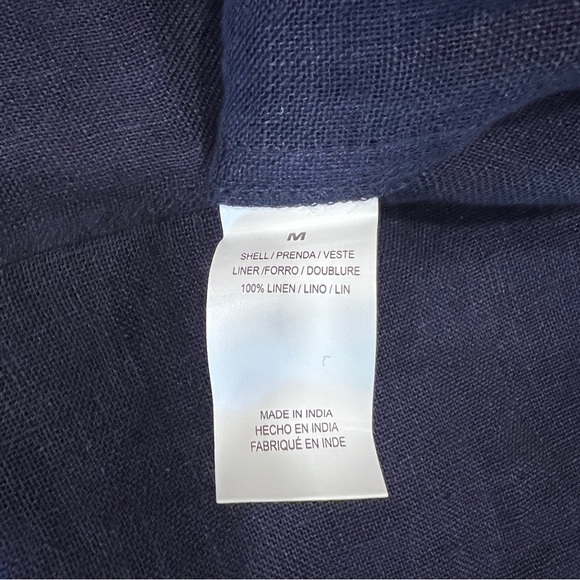 Vitamin A Playa Eco Linen Navy Button Down Shirt Coverup Medium NWOT - Picture 9 of 10